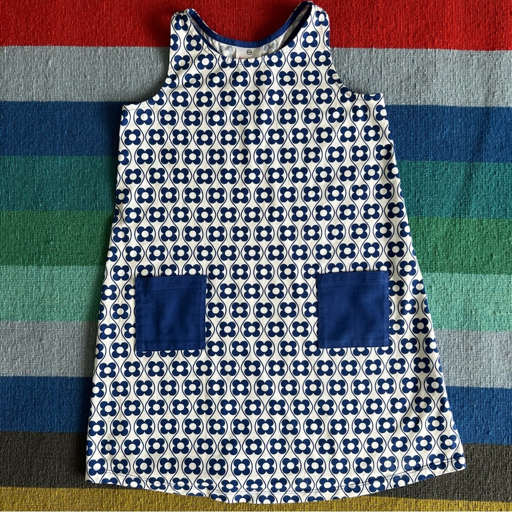 Girls Hanna Andersson Blue/ White Flower Dress • Size 10 (140) • Like New